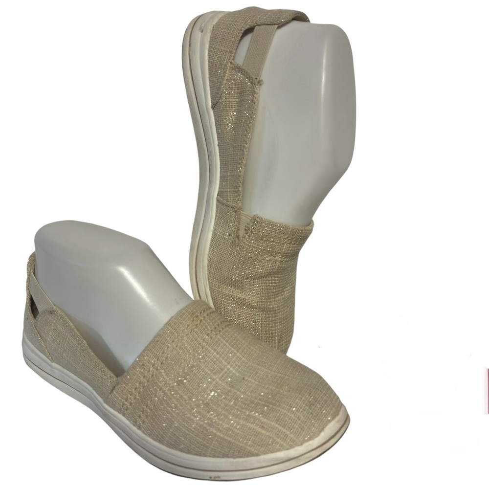 Cloudsteppers by Clarks metallic slippers flats tan silver 6.5